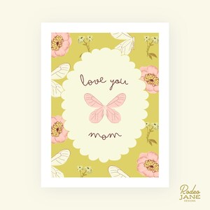Druckbare Love You Mom Muttertagskarte