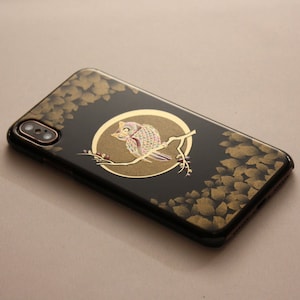 Japan traditional Gold lacquer &quot;MAKIE&quot; Owl case for iPhone X / iPhoneXS / iPhone XS Max / iPhone XR cover