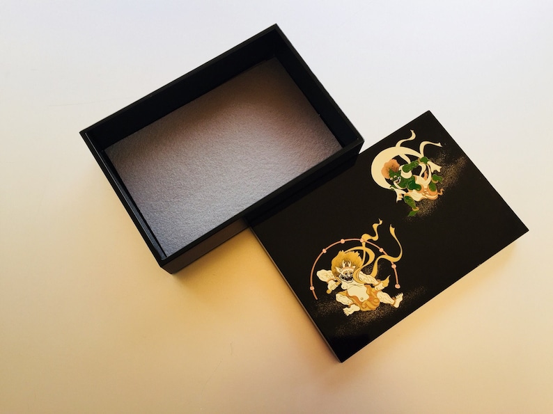 Japanese traditional Jewelry Box Gold lacquer makie Fuujin-Raijin
