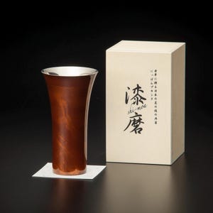 Shi-ma Urushi-lacquered stainless steel beer tumbler BYAKUDAN red made in Japan