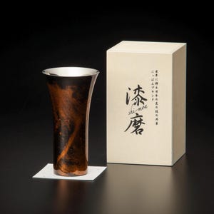 shi-ma Urushi-lacquered stainless steel beer tumbler BYAKUDAN black made in Japan