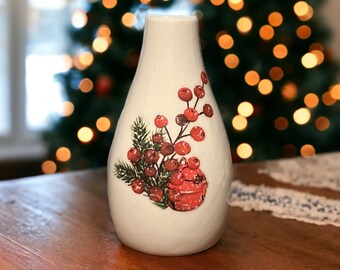 Holiday Bud Vase • Christmas Decor • Home Decor • Stocking Stuffer • Gift for Her • Handmade Gift • Housewarming Gift • Unique Holiday Gift