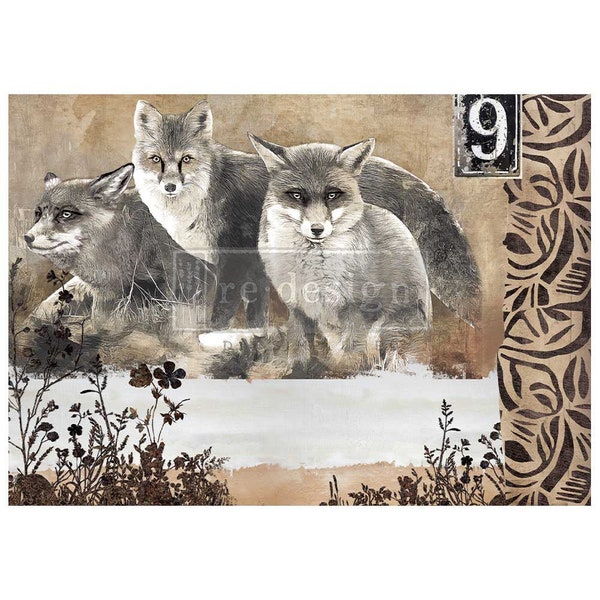 Calm Foxes • Decoupage Paper • Redesign with Prima • Rice • Tissue • Fiber • Napkin • Furniture Flipping • Flip • Canvas • New Release