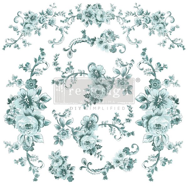 Minty Roses • Rub on Furniture Transfer • Redesign with Prima • Furniture Flipping • Flips • Canvas • Transfers • Wall Decal