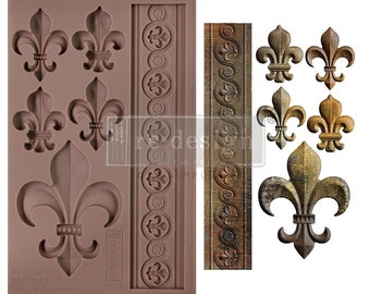 Fleur De Lis En Or • Decor Mould - Redesign with Prima • Mold • Furniture Flip • Art Supplies • Canvas • Mixed Media • Wall • Resin • Clay