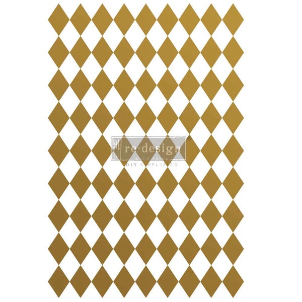 Gold Harlequin • Rub on Furniture Transfer • Redesign with Prima • Furniture Flipping • Flips • Canvas • Transfers • Wall Decals • Decal •