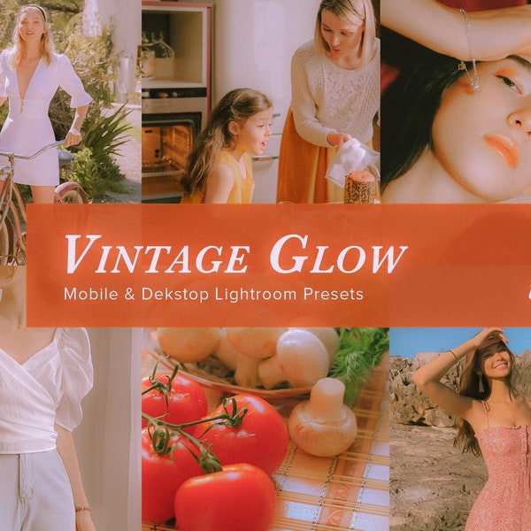 Vintage Glow Preset, Vintage Film Preset, Glow Preset, Hollywood Glam, Beauty Preset, 60s Vintage, 60s Preset, Grainy Vintage Preset