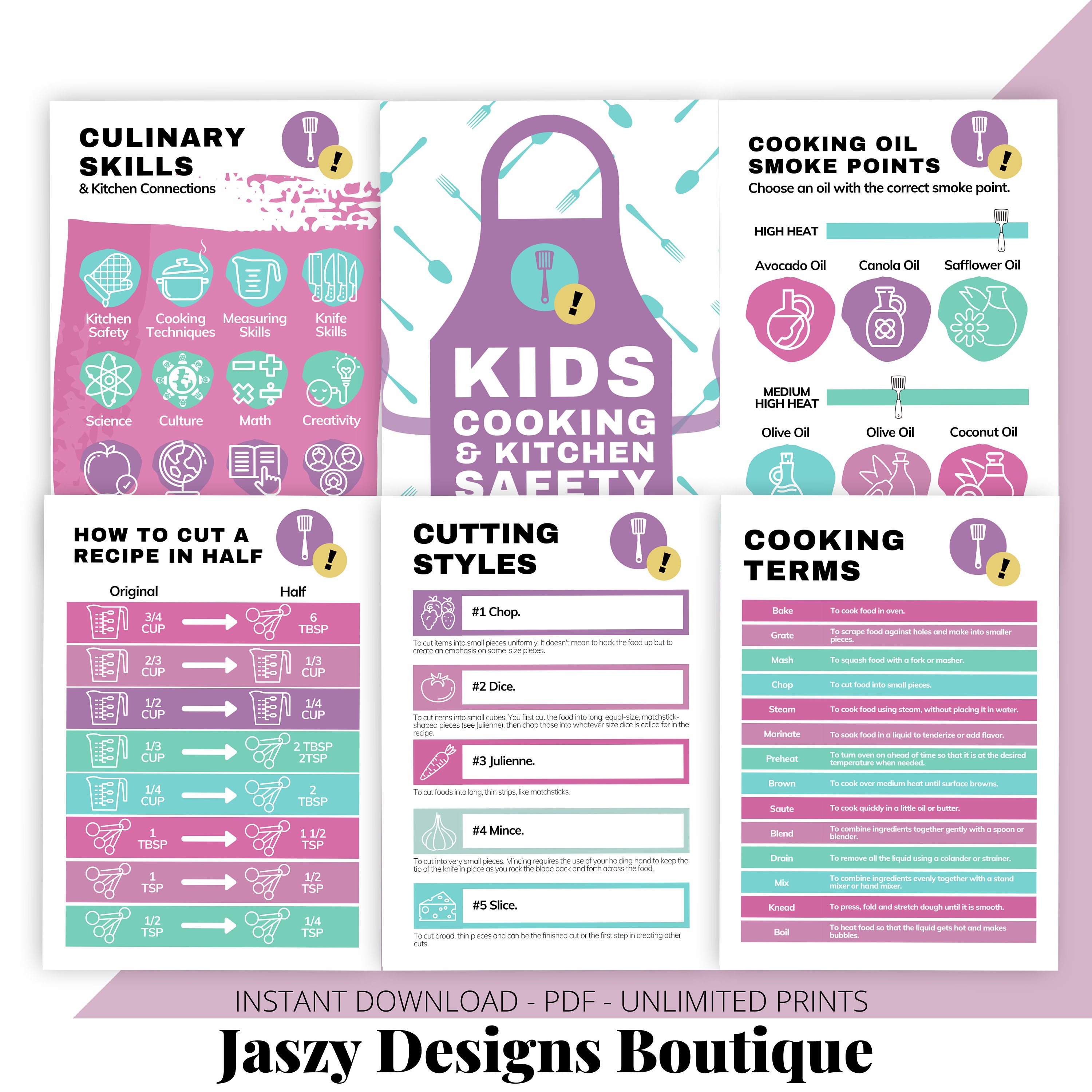 Kids Cooking Safety Printables: Kitchen Tips, Culinary Skills (PDF) - Etsy