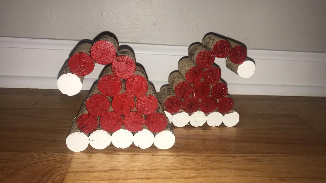 Wine Cork Santa Hats Etsy