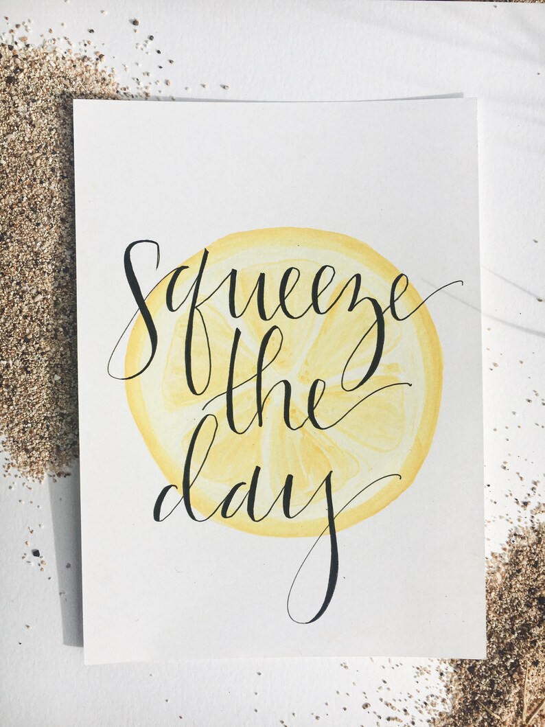 Squeeze the Day 8x10 Framable Art Print // Watercolor Lemon Background image 3