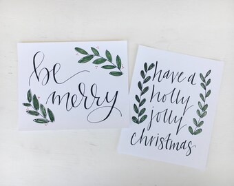 Holly Jolly Christmas // 8x10 Framable Art Print // Handlettered // Holiday Art
