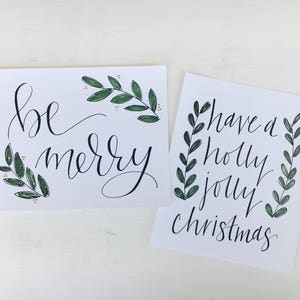 Be Merry Holiday Print // Christmas Decor // 10x8 Handlettered Framable Print image 1