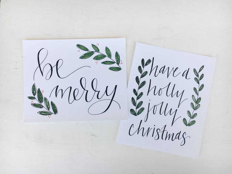 Be Merry Holiday Print // Christmas Decor // 10x8 Handlettered Framable Print image 1