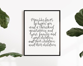 The Blessing Bridge Lyrics - May His Favor Be Upon You - Kari Jobe + Elevation Worship - Handbeschriftung - 8x10