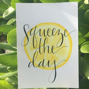 Squeeze the Day 8x10 Framable Art Print // Watercolor Lemon Background image 4