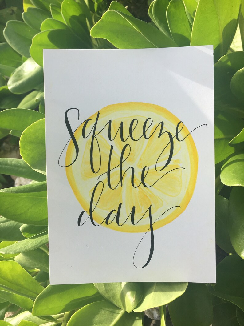 Squeeze the Day 8x10 Framable Art Print // Watercolor Lemon Background image 4