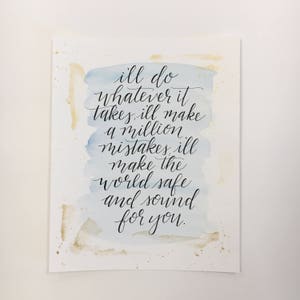 World Safe and Sounds for You// Dear Theodosia Hamilton Lyrics // Handlettered // 8x10 Framable Art // Gold Leaf Accents image 3