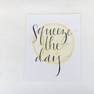 Squeeze the Day 8x10 Framable Art Print // Watercolor Lemon Background image 2