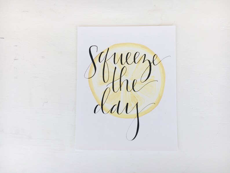 Squeeze the Day 8x10 Framable Art Print // Watercolor Lemon Background image 2