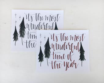 Most Wonderful Time of the Year // 10x8 Handlettered Art Print // Holiday Decor