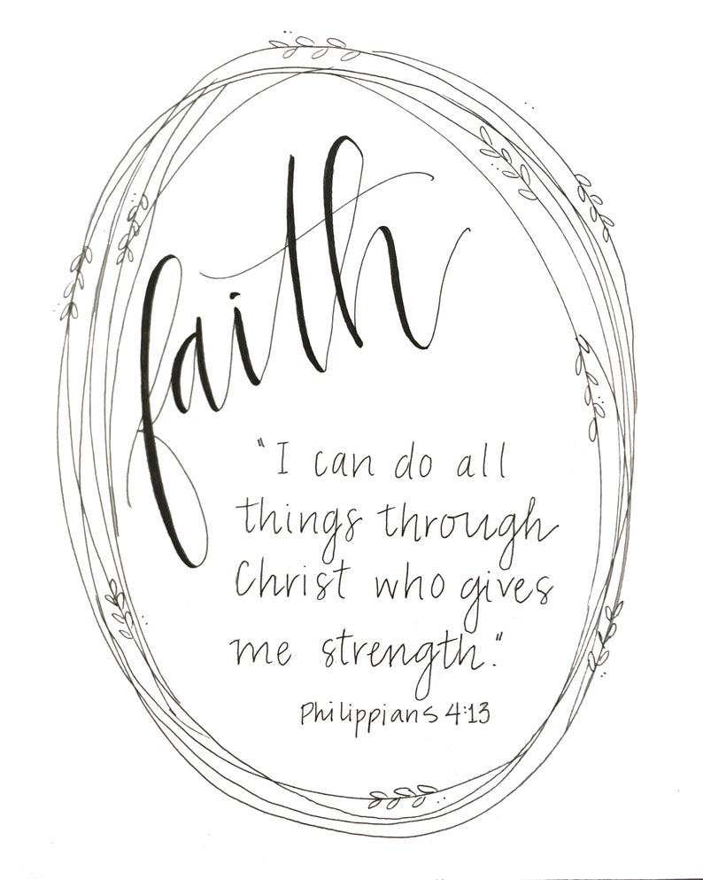 Hand Lettered Faith with Wreath // 8x10 Framable Print // Philippians 4:13 image 2