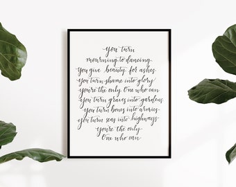 Graves Into Gardens Bridge// Elevation Worship // Hand Lettered DIGITAL DOWNLOAD // 8x10