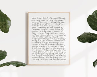 Come Though Fount Hymn Lyrics // Hand Lettered Print // 8x10