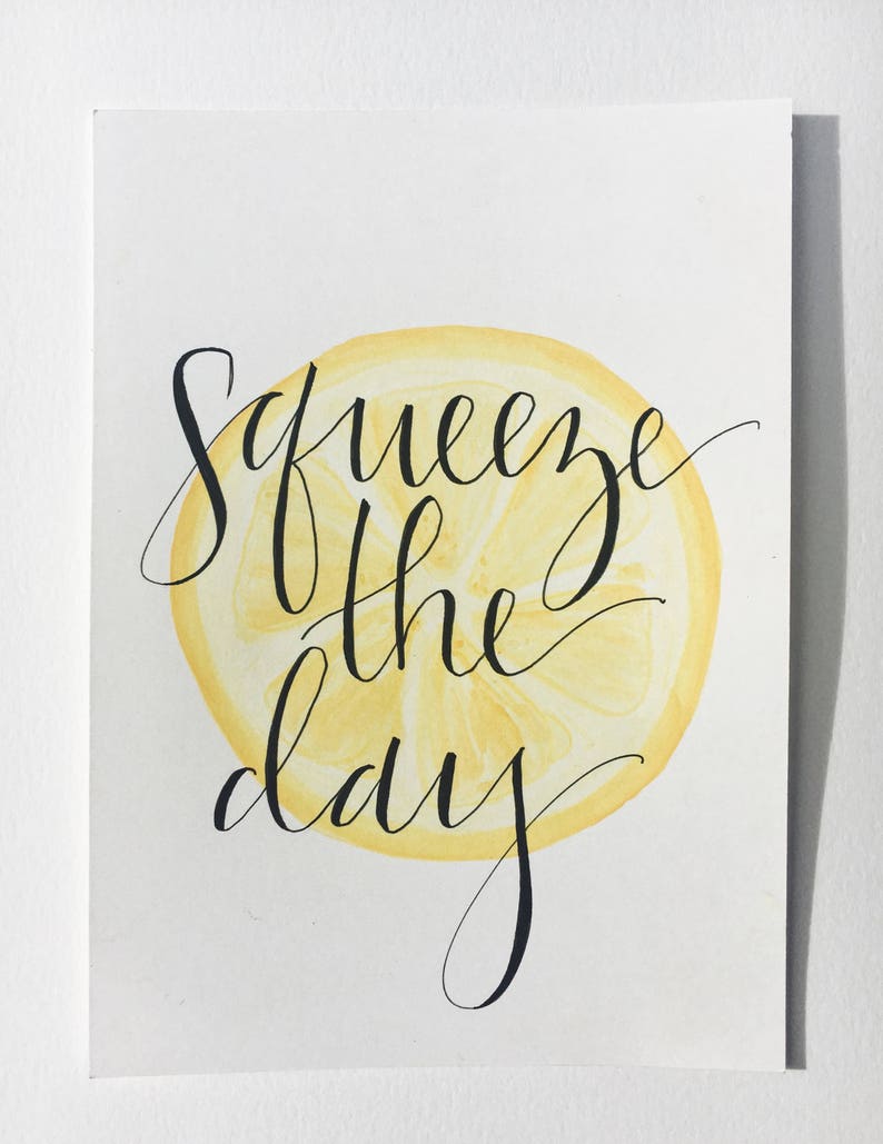 Squeeze the Day 8x10 Framable Art Print // Watercolor Lemon Background image 5