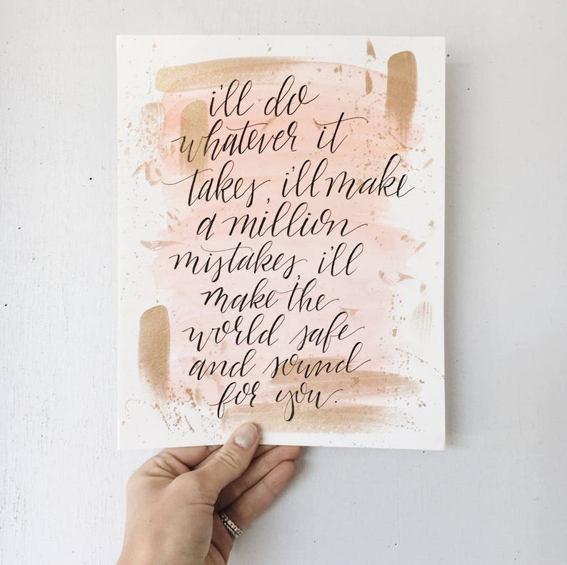 World Safe and Sounds for You// Dear Theodosia Hamilton Lyrics // Handlettered // 8x10 Framable Art // Gold Leaf Accents image 1