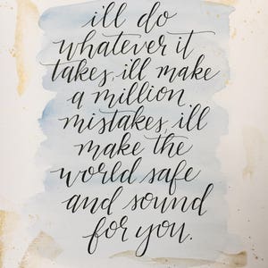 World Safe and Sounds for You// Dear Theodosia Hamilton Lyrics // Handlettered // 8x10 Framable Art // Gold Leaf Accents image 4