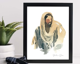 Watercolor Jesus Print: Christ Portrait, Gospel Wall Art (Digital Download)