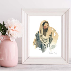 5x7 inch Jesus painting, PRINTABLE DIGITAL DOWNLOAD of Christ, Watercolor of Jesus, Painting of Christ, Jesus wall art, printable gospel art