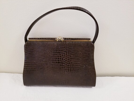 60's Vintage Mar-Shel Alligator Top Handle Framed