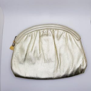 80s Vintage Morris Moscowitz Gold Leather Clutch