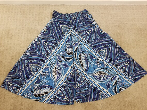 50's Vintage Miss Hawaii Blue Hawaiian Print Skirt