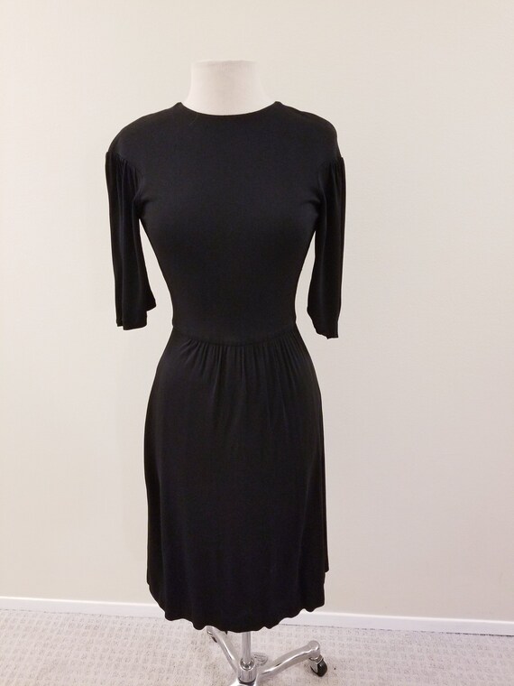 SALE - 60's Vintage Gina Fratini Black Rayon Dress