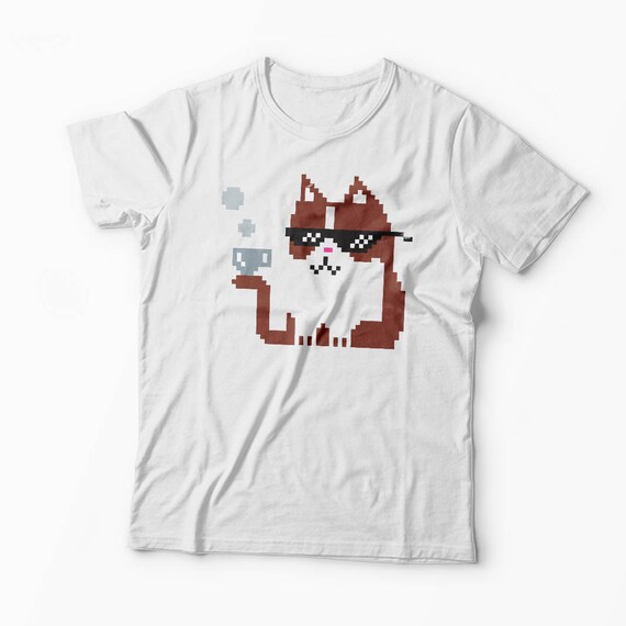 Vær sød at lade være Modig koste 8 Bit Cat Shirt Coffee T Shirt Coffee Lover Shirt Funny Cat - Etsy