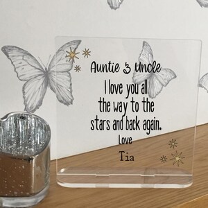 Auntie and Uncle Acrylic Plaque: 'Love You to the Stars'