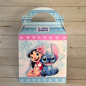 Personalized Lilo & Stitch party favor, Customized goodie bag, Box Flat Gable box