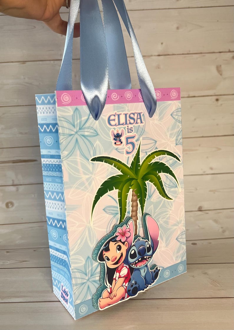 Personalized Lilo & Stitch party favor, Customized goodie bag, Box Bag