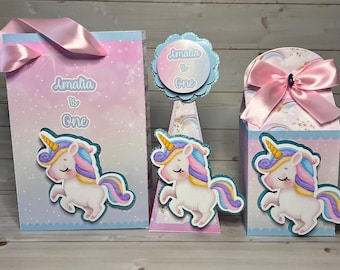 Personalized Unicorn Party Favor Boxes - Handmade Birthday Decorations - Treat Boxes