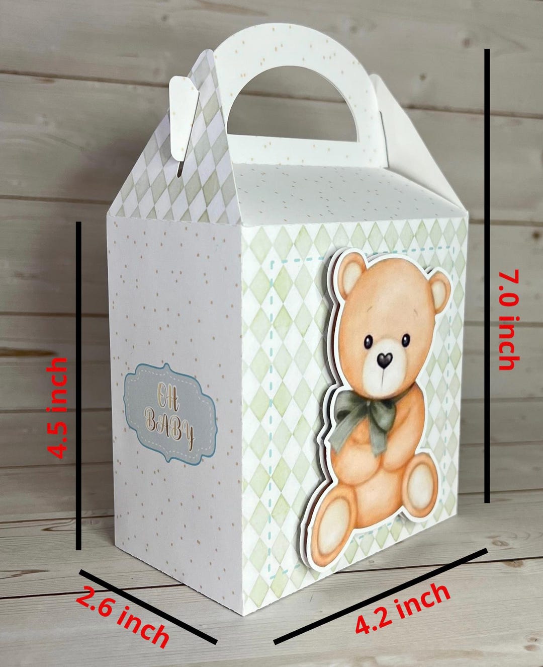 Personalized Baby Shower Favors Box Green Teddy Baer - Etsy