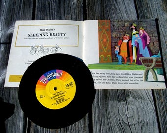Walt Disneys Story of Sleeping Beauty Read Along Childrens Book and Record Set With Songs From the Film Full Color Illustrated Picture Book