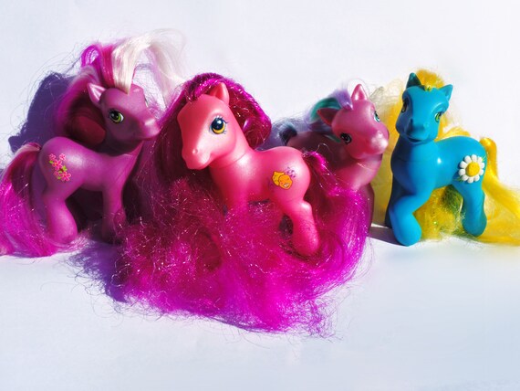My Little Pony Lot Of 4 Mlp G3 Pink Purple And Blue Ponies Etsy