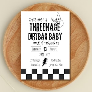 Threenage Dirtbag Editable Birthday Invitation Template