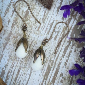 Aged Brass Cotton Bud Earrings