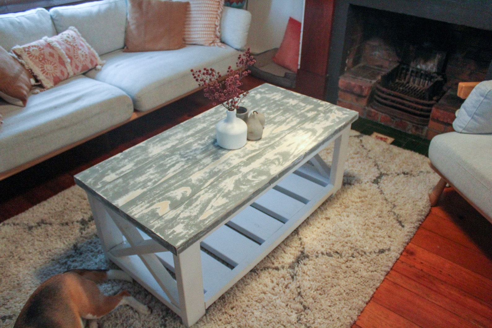 Distressed/White Washed Hamptons Coffee Table Etsy