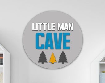 Playroom Sign Little Man Cave 3D Letter Sign | Round Sign for Play Room | Little Kid Cave | Birthday Gift | Customizable