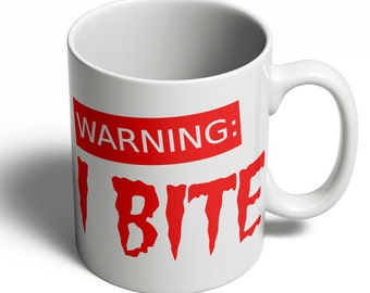 Zombie Mug | Zombie Walking Dead | Grumpy Morning | Birthday Gift | Zombie Lover Gift | Warning I Bite Coffee Cup | 11oz Ceramic 180