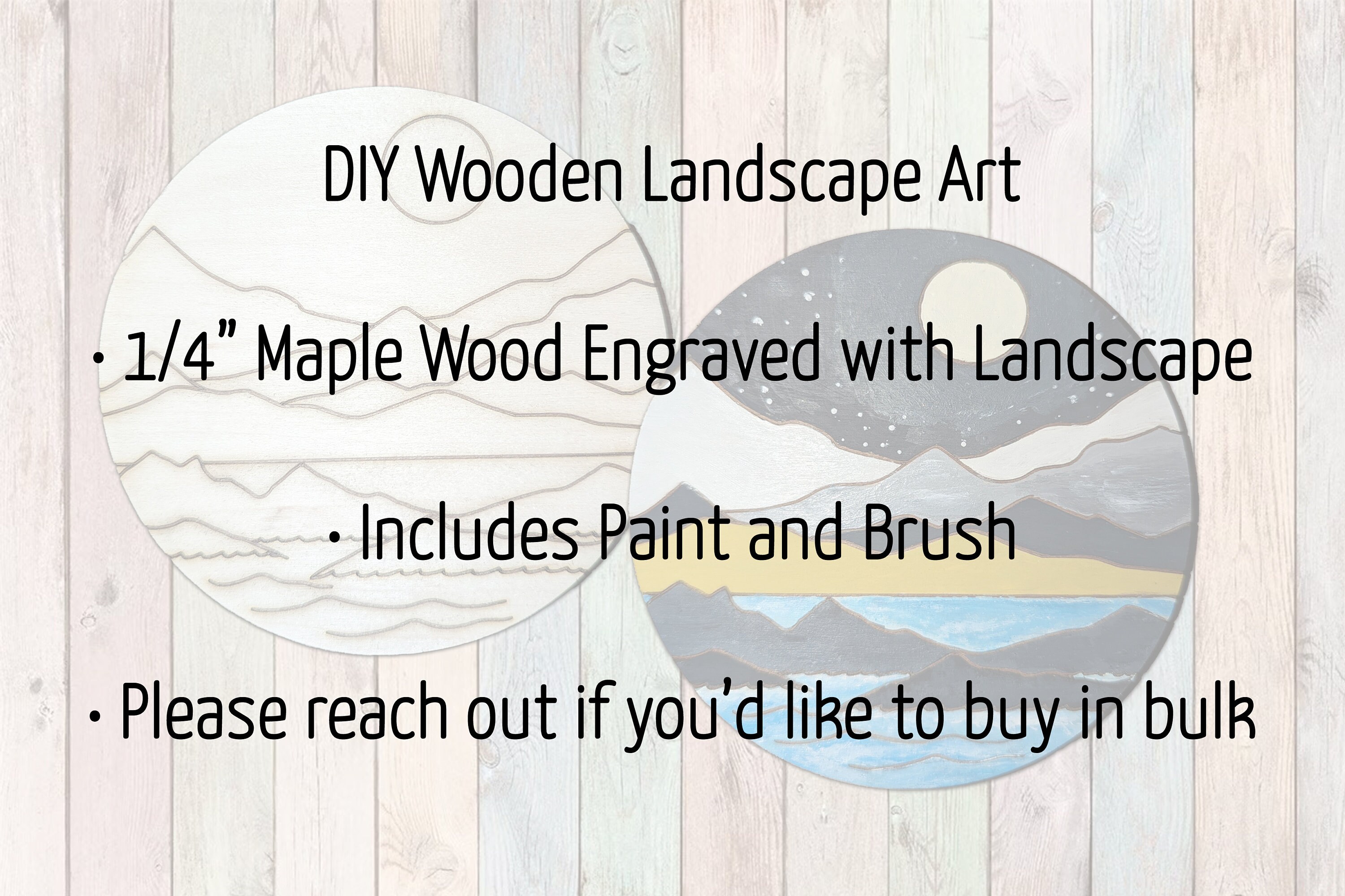 Landscape Craft Kit DIY Craft Kit Nighttime Mountain Ocean - Paint and Brush Included | DIY ...